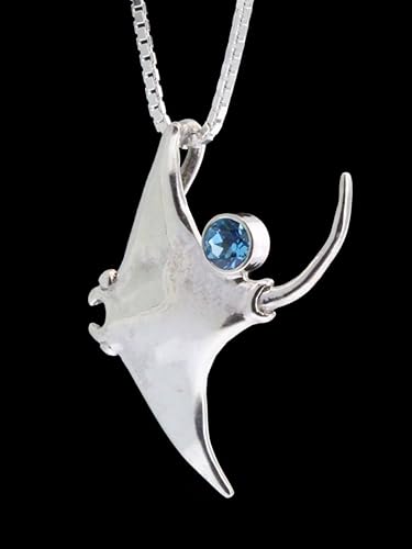 Miniatura 4 de Manta Ray Necklace with Gemstone Silver Stingray