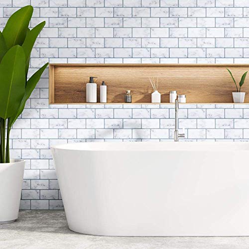 CozyWallz Kitchen Backsplash Peel and Stick, and Bathroom, Laundry Room Tiles, Heat and Staining resistant, 3d wall panels peel and stick backsplash, 12