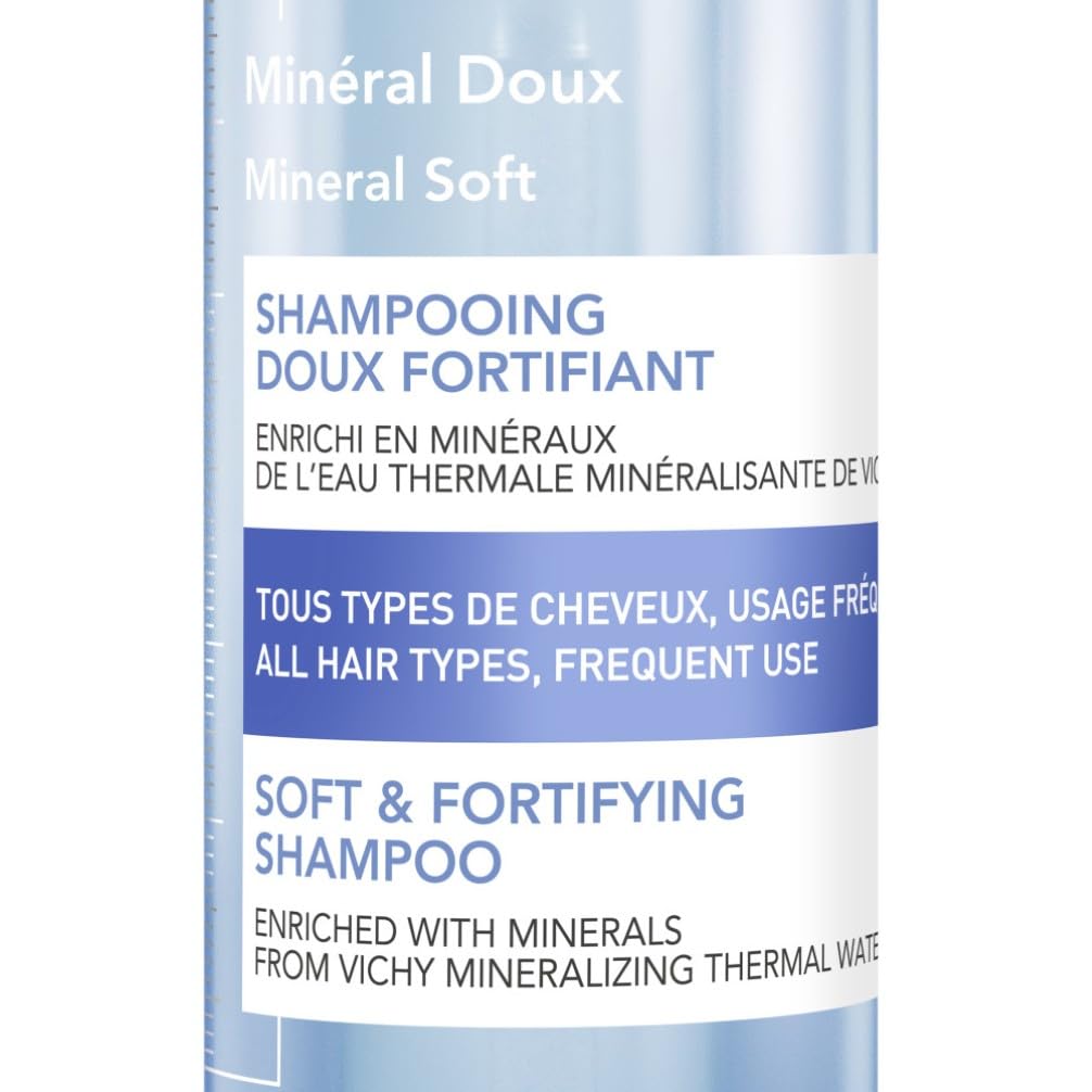 Vichy, Dercos, Minéral Doux, Shampooing Doux Fortifiant, Tous Types de Cheveux, 400ml