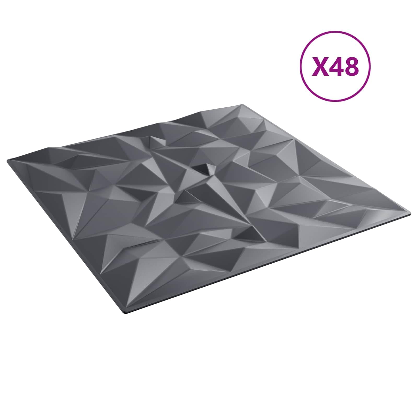 XPS - Paneles de pared (48 unidades, 50 x 50 cm), color gris amatista