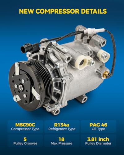 Image of PHILTOP Air Conditioner AC Compressor with Clutch for Lancer 2002,2007,2003-2006 2.0L,Galant 2000-2003 2.4L,Eclipse 2000-2005 2.4L,Mirage 1998,2000-2002,1999 1.5L,Sebring /Stratus 2001-2005 2.4Liter