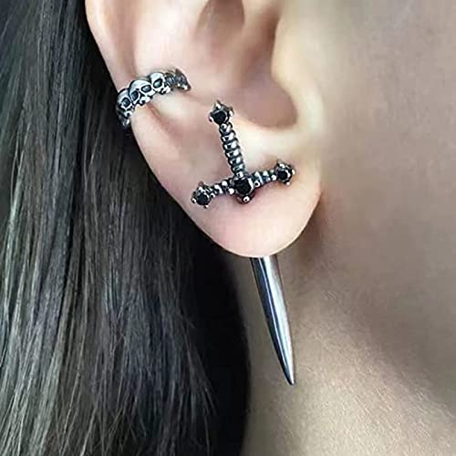 Vintage Gothic Sword Earrings Rhinestone Crystal Dagger Earrings Punk Style Sword Dangle Earrings Costumes Festival Jewelry for Women and Men2
