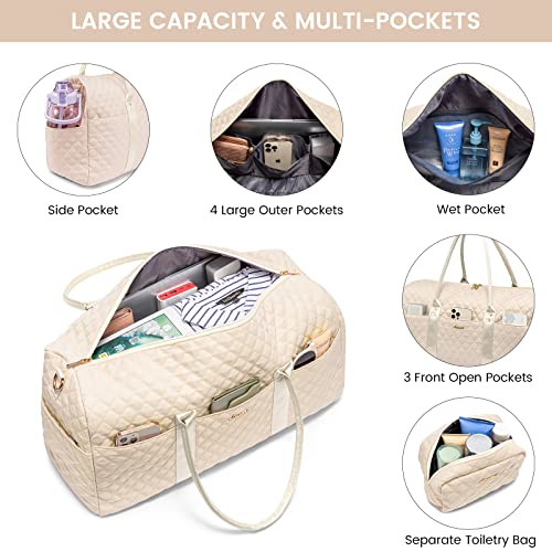 LOVEVOOK Travel Duffle Bag, Weekender Bags for Women with Shoe Compartment, Quilted Carry on Overnight Bag with Toiletry Bag, Hospital Bags for Labor and Delivery, Gym Duffel Bag with Wet Pocket - image 2