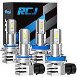 RCJ Fog Weather Light Bulbs, 9005/HB3 H11/H8/H9 Bulbs Combo 6000K Cool White with Cooling Fan, Plug-N-Play, Pack of 4