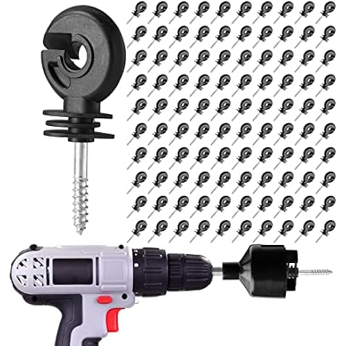 100PCS Electric Fence Insulator Screw-in Ring Post for Wood, Grid System Accessories for Animal Husbandry Electronic Safe Agricultural Fencing Garden Supplies