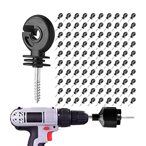 100PCS Electric Fence Insulator Screw-in Ring Post for Wood Grid System Accessories for Animal Husbandry Electronic Safe Agricultural Fencing Garden Supplies
