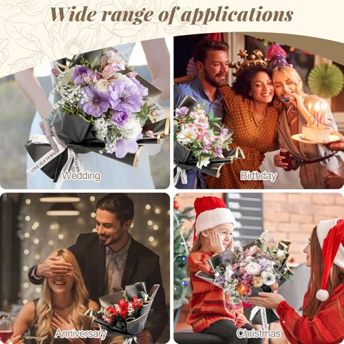 20 Blatt Wasserfeste Bouquet Papier Floral Geschenkpapier Flower Bouquet Wrapping Paper Wasserfeste Blumenpapier Koreanischer Papier Blumenstrauß Verpackungspapier Blumenpapier(58 x 58 cm)