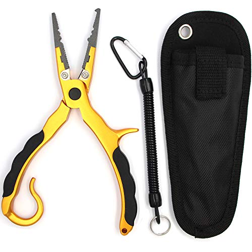 CRAZY SHARK Aluminium Fishing Pilers, Stainless Steel Hook Remover Fishing Tools, Saltwater Resistant Fishing Gear, Tungsten Carbide Cutters, Spilt Ring Pilers, Braid Line Cutters