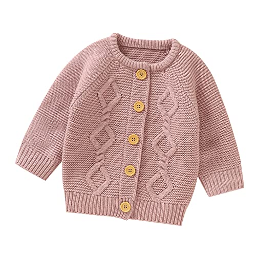BILIKEYU Newborn Baby Girls Knitted Open Front Cardigan Long Sleeve Solid Color Casual Infant Sweater Outwear