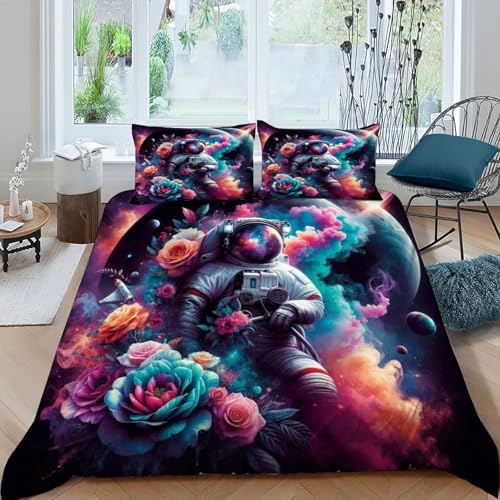 Housse de couette 3D ciel étoilé respirante et anti-plis en microfibre durable