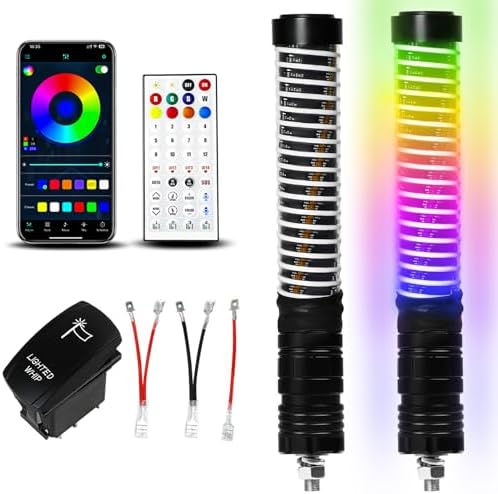 2pc 1FT COB Fat Whip Lights with App & Remote Control Compatible ...