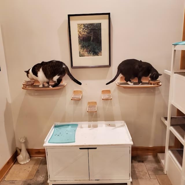 Set Mobili Per Gatti A Parete - Letto E 3 Gradini, Per Dormire, Giocare E Arrampicarsi (Colore Scuro) - Foto 11