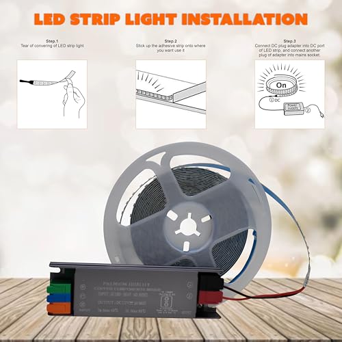 Image of Forus 5 Meter (5M) 8mm Amber LED Strip Light, 120 LEDs /M Plug & Play Flexible Lighting for Home Decor, False Ceiling, Pooja Room, Living Room, Kitchen, Mirror, Stairs, 2-Year Warranty