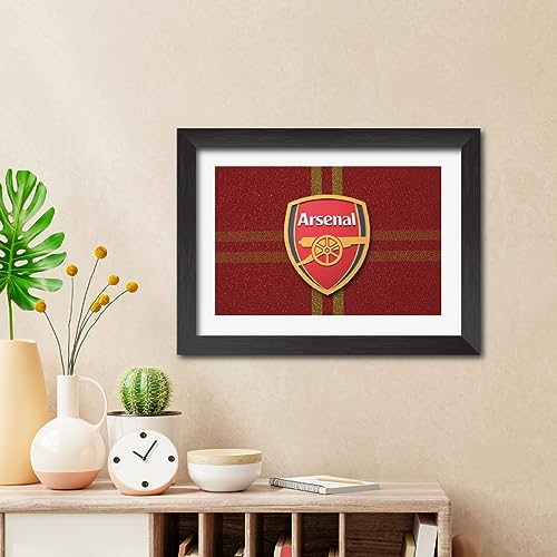 Image of TenorArts Arsenal Football Club Poster 3D Leather Textured Logo Laminated Photo Frame Painting with Matt Finish Black Textures(12 inches x 9inches)