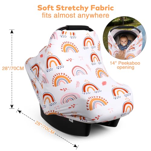 Image of Rquite All-in-1 Car Seat Cover Baby, Carseat Covers for Girl Boy, Stretchy Soft Infant Car Seat Cover, Multi-use Baby Carrier Cover, Car Seat Canopy, Stroller Sun Shade, Nursing Breastfeeding Cover