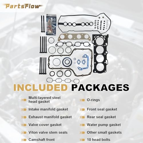 Image of Partsflow HS26158PT Engine Cylinder Head Gasket Bolts Set Compatible With Chevy Prizm, Pontiac Vibe, Toyota Celica Gt Corolla 1.8L 110CID L4 DOHC, (16 VALVE), ENG. CODE inch1ZZFE inch