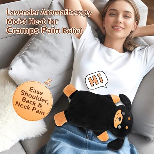 Image of Microwave Heating Pad for Pain Relief, 16 inch x 11 inch Microwavable Heating Pads for Cramps, Back Pain, Neck Shoulder, Muscles, Knee, Joints, Natural Heat Pack Moist Heat, Rottweiler