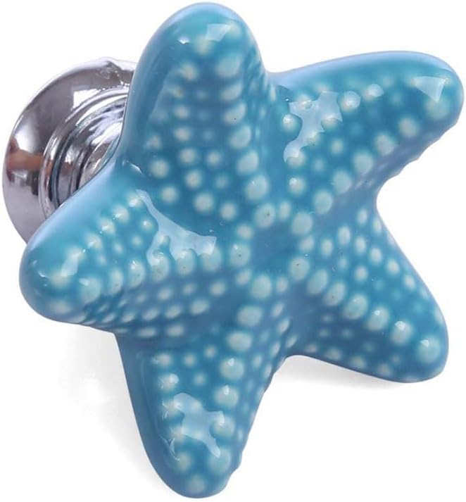 Knobs Handle Door Knob Drawer Ceramic Cabinet Handles Cupboard Star Crystal Iron Kitchen Cute Fun Kids Dresser - (Color: -blue)