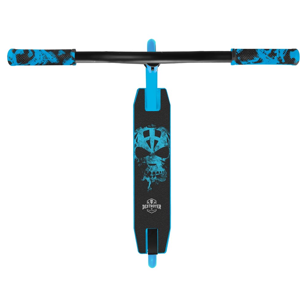 Destroyer Smoked Skull Blue Trottinette freestyle avec roues de 110 mm, roulements ABEC 7 et Deck en aluminium 6061