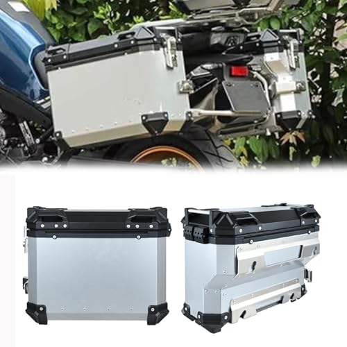 VTAIEX Motorrad-Aufbewahrungsbox Motorrad 2-teilige Seitenkoffer-Gepäckkoffer-Aufbewahrungskoffer Mit Schlüsselschloss Aluminium-Werkzeugkasten-Zubehör Für BMW G310GS C400X F750GS F850GS(Silver)