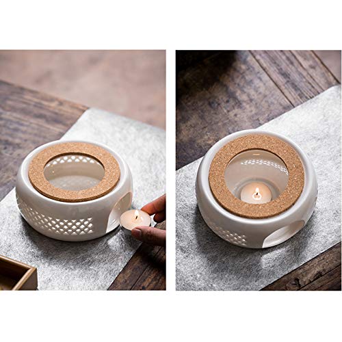 Cosy-Yc Ceramic Teapot Warmer,Tea Light Warmer White,Design For Glass Teapot,Teapot Warmer Base(5.3X2.4Inch) #TOP3