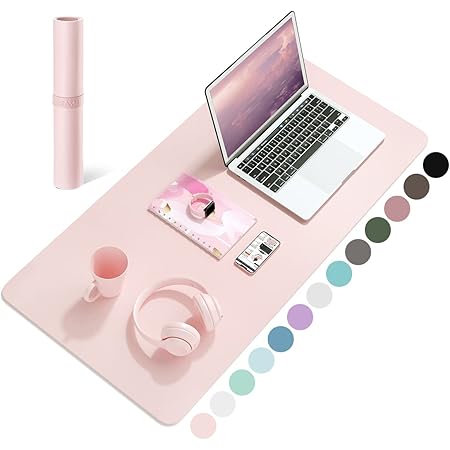 Non-Slip Desk Pad,Mouse Pad,Waterproof PVC Leather Desk Table Protector,Ultra Thin Large Desk Blotter, Easy Clean Laptop Desk Writing Mat for Office Work/Home/Decor(Pink, 31.5" x 15.7")