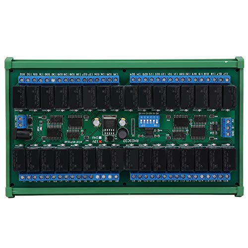 KIMISS Interruptor de Control Remoto de Puerto Serie de relé de 32 Canales para Placa PLC con Caja de Riel Módulo de relé Duradero de 12 V y Componente Electrónico para un Control