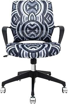 Eurotech Seating Elizabeth Sutton Collection Gramercy Echo Print Task Nylon Home-Office-Desk-Chairs, Black Frame with Silver Accents