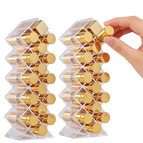 BXUUXA Organisateur de Rouge à Lèvres, 2PCS Présentoir Cosmétique pour Rouge à Lèvres avec 16 Compartiments Support de Rougee à Lèvres pour Baume à...