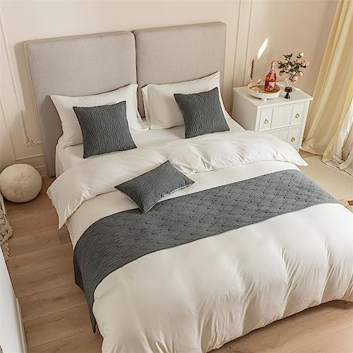 Morbuy Bed Runners Holland Velvet, Seashell Pattern Scarf Bedspread Bedroom Scarves Bed Scarf Hotel Luxury Protection for Bed Cover Single Double King Size (1pc cushion cover 45 * 45cm,Grey)