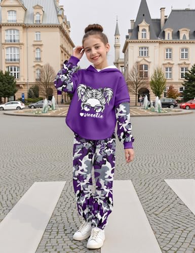 Image of Girls Fall Outfits Sweetie-girl Hoodie and Camo Pants Size 6-16
