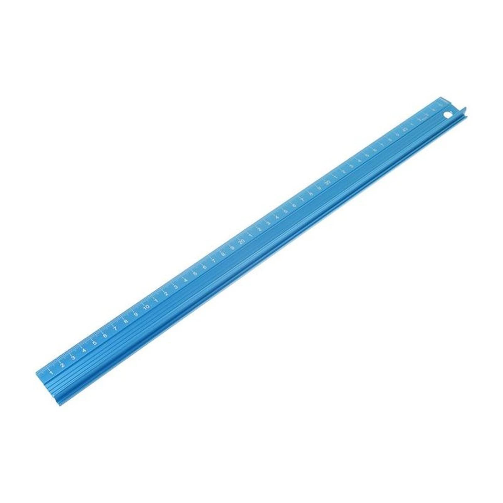Righello dritto professionale in lega di alluminio, scala protettiva(Blue45cm)