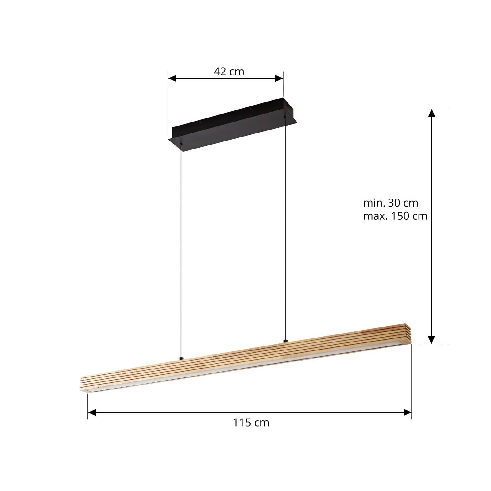 Lucande LED Pendelleuchte Emara dimmbar (Design, Modern) aus Holz (1 flammig) - Hängeleuchte Esstischlampe Hängelampe Wohnzimmerleuchte