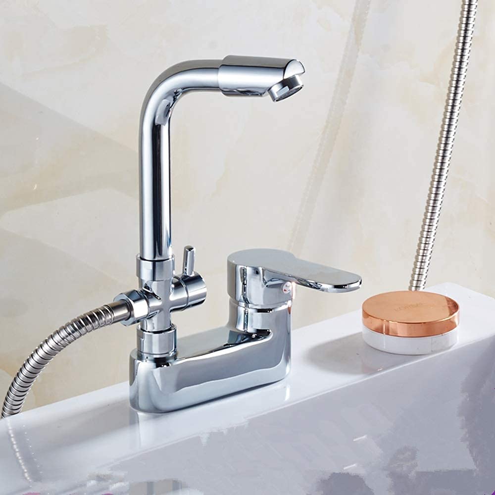 Faucets,Single Handle Double Hole Water-Tap All Bronze VAE Body Cold Heat Washbasin Taps Bathroom Wash Your Face Counter Basin with Shower Shower + Faucet,Faucet