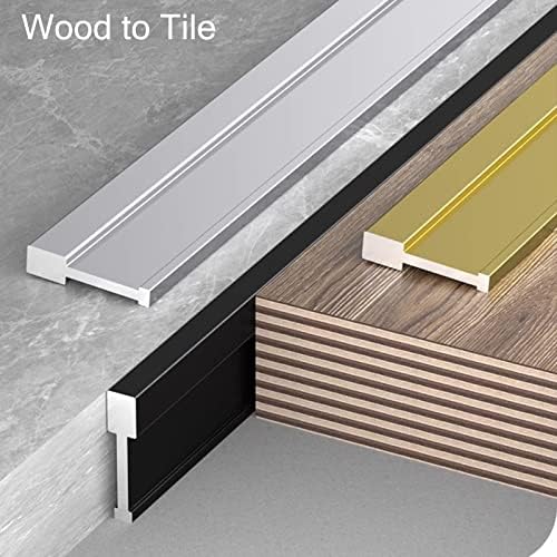 Floor Transition Strip - Aluminum Gap Trim for Tile, Wood, Vinyl Plank & Laminate - Ideal for Doorways, Kitchens, Bedrooms, Garages, Decks & Restaurants