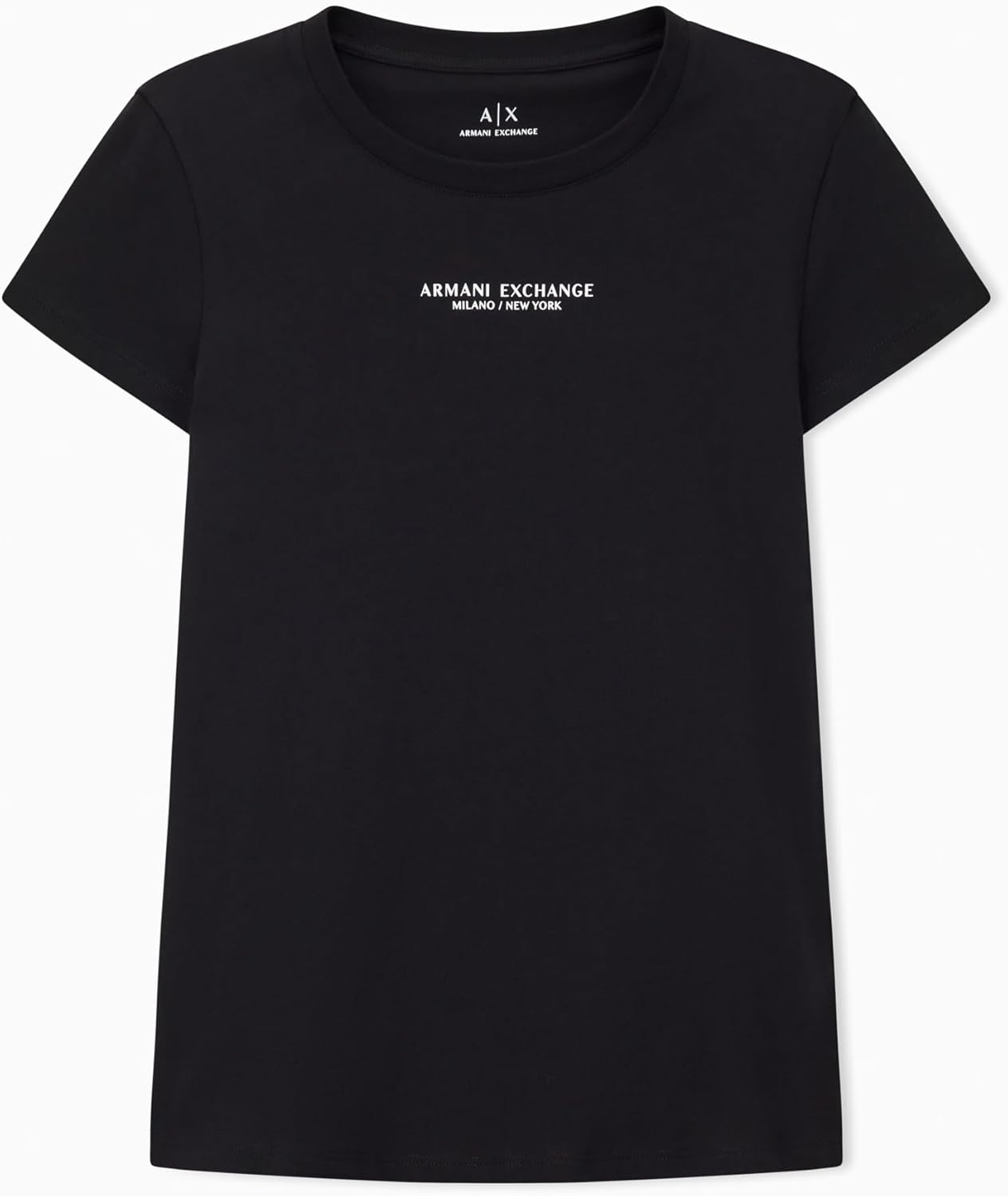 Armani Exchange Womens Center Chest Text Logo Cotton Tee