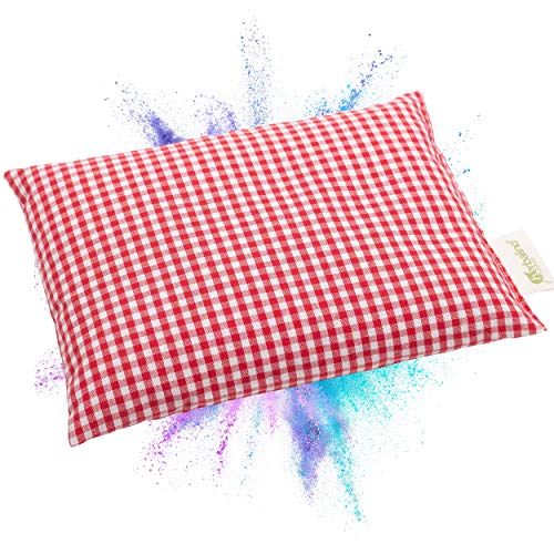 Herbalind Cojín de huesos de cereza de Herbalind  100% algodón 20 x 25 cm hecha a mano  Diseño de cuadros para gato, microondas  Cojín de calor o frío, color rojo (1)