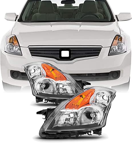 AKKON - Fits 2007 2008 2009 Altima Sedan Driver & Passenger Both Side Halogen Headlights Headlamps Chrome
