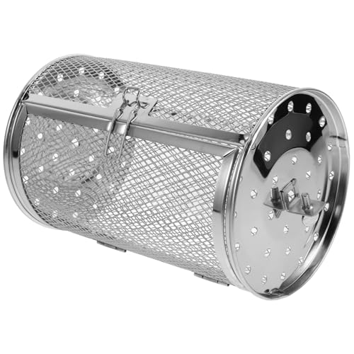 JECOMPRIS Sturdy Stainless Steel Roasting Basket Rotisserie Chicken Grill Drum Roaster French Fry Basket
