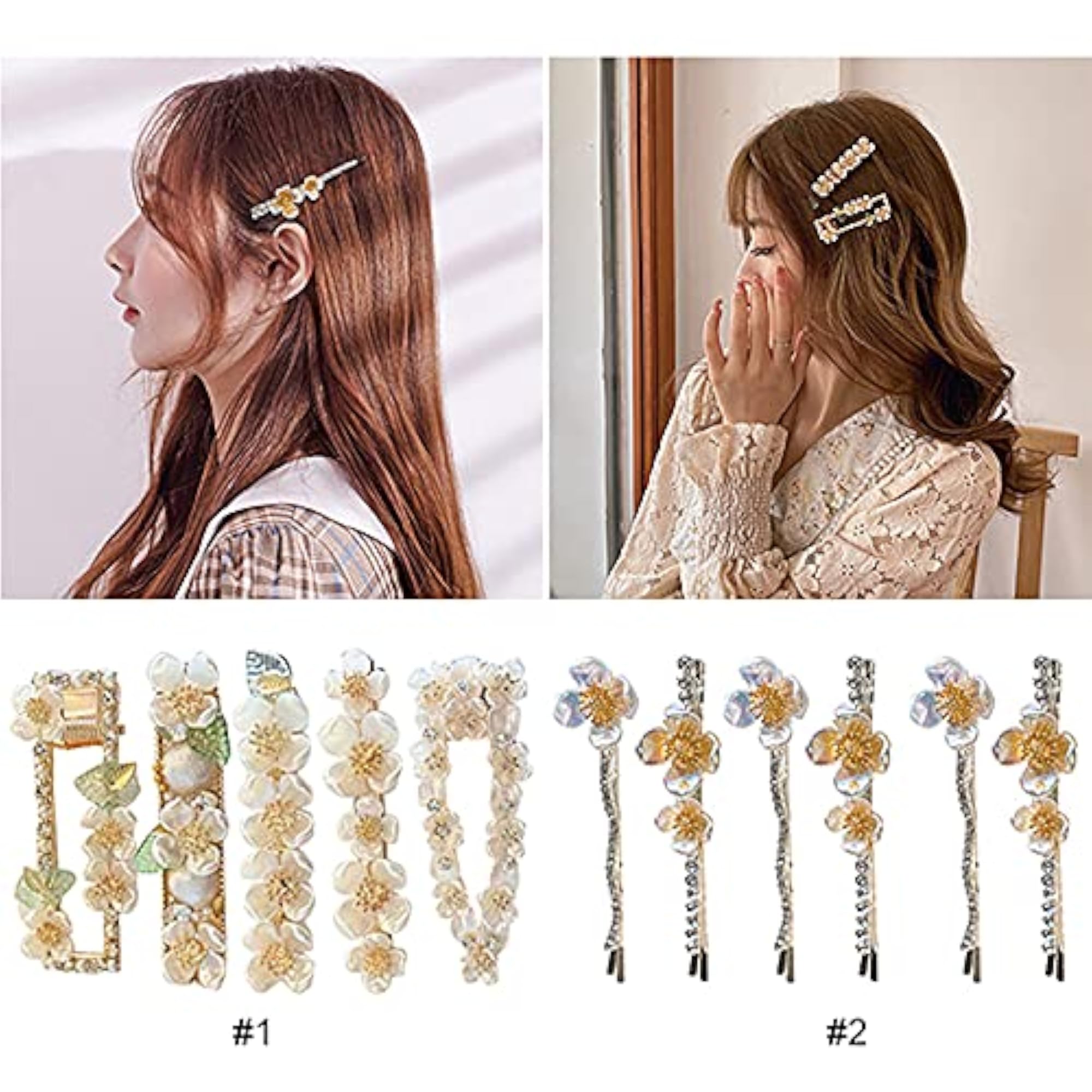 Flower Design Metal Hair Clips Set for Women