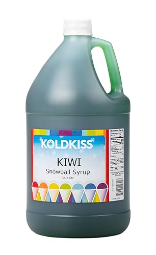 Koldkiss Jarabes con sabor a hielo y nieve afeitado, un galón, 64 conos de nieve por botella, sabor a kiwi