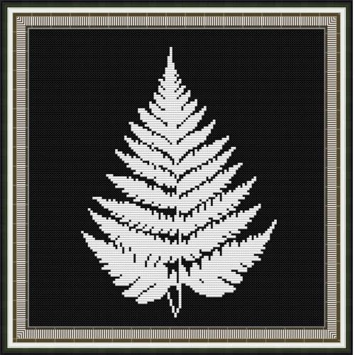 Image of Svarog 14CT Stamped Cross Stitch Kit for Beginners - Easy & Stylish DIY Embroidery with Simple Patterns, Ideal for Women's Relaxation | Black-and-White Plant(1) 12.2 x 12.2 inch