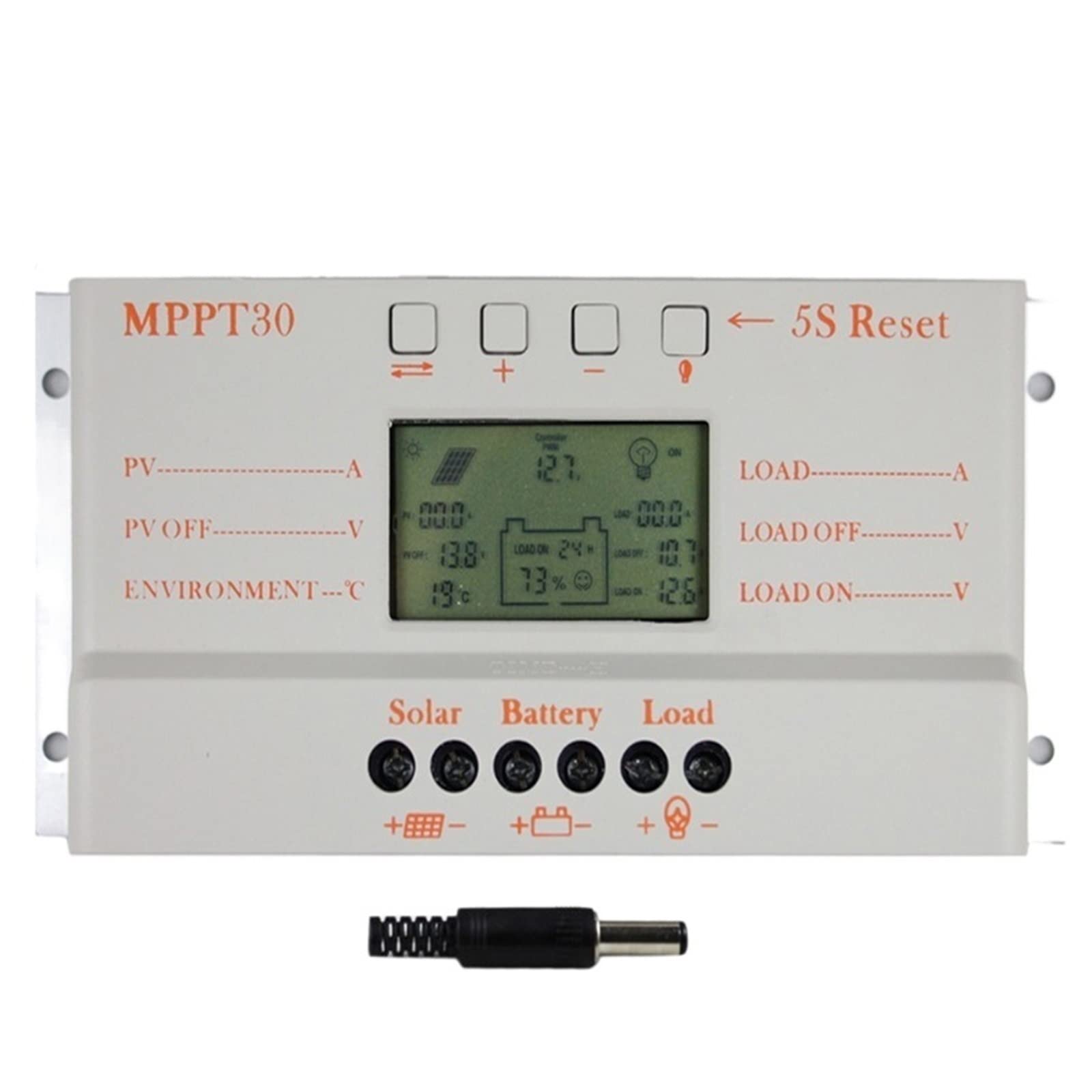 Controlador de Carga Solar MPPT 30A 12V 24V Interruptor automático 30A Controlador de Panel Solar Pantalla Luz de Carga y Controlador de Temporizador