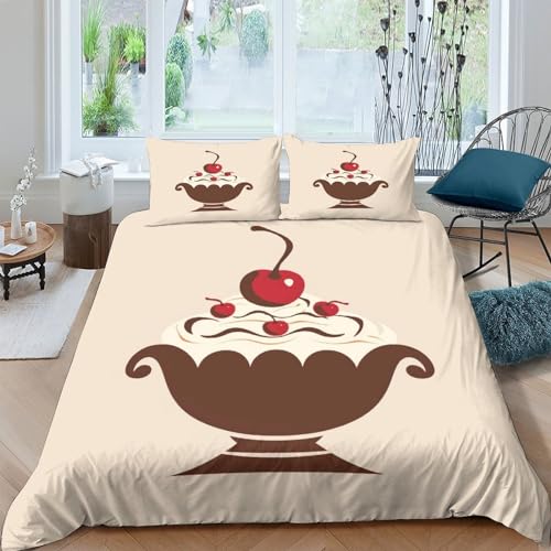 Housse de couette gâteau 200x200 parure de lit 3d microfibre desserts - 2