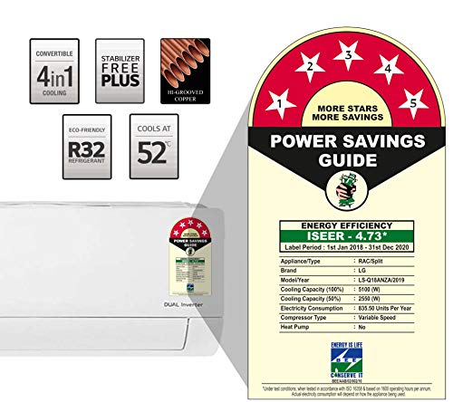 Image of LG 1.5 Ton 5 Star Inverter Split AC (Copper, LS-Q18ANZA, White)