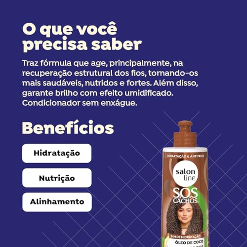 Salon Line, Ativador de Cachos, S.O.S Cachos, Óleo de Coco, Tratamento Profundo, Não Vegano - Para C