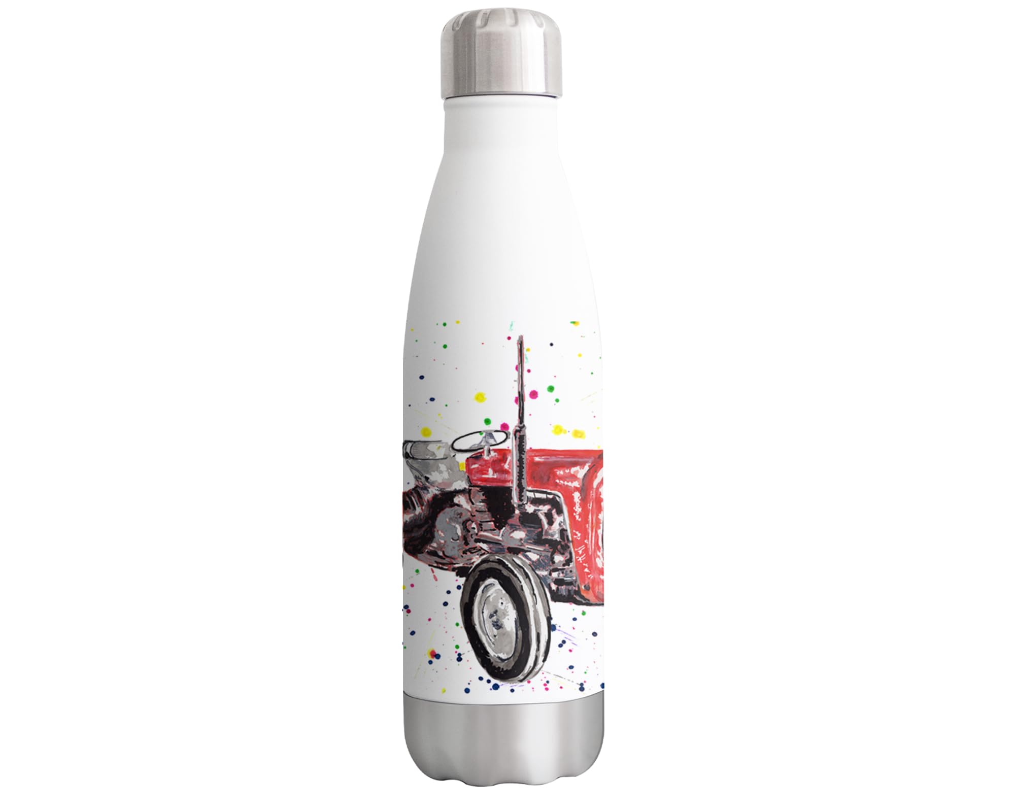 Vixar White With Print Tractor Truck Dump Farm Watercolour Bottle Double Wall Insulated Stainless Steel Sport Drinks 500Ml