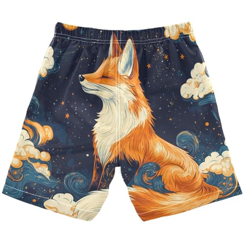Boys Beach Board Shorts Fox Galaxy Star Cloud Swim Trunk Teen Swimwear 8-16Y2