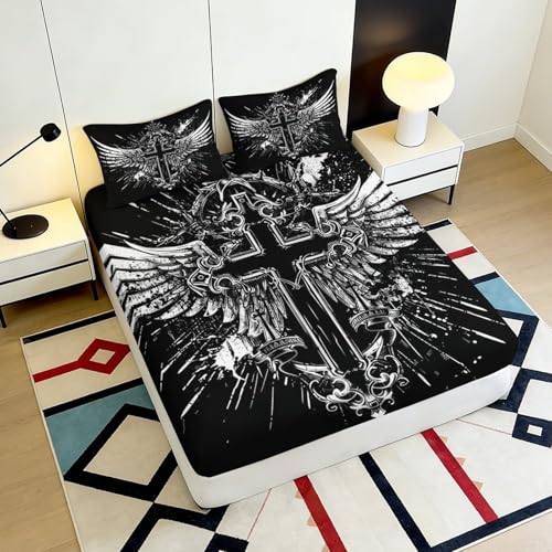 Drap housse croix gothique 90x200cm, l'idée cadeau maison originale - 6