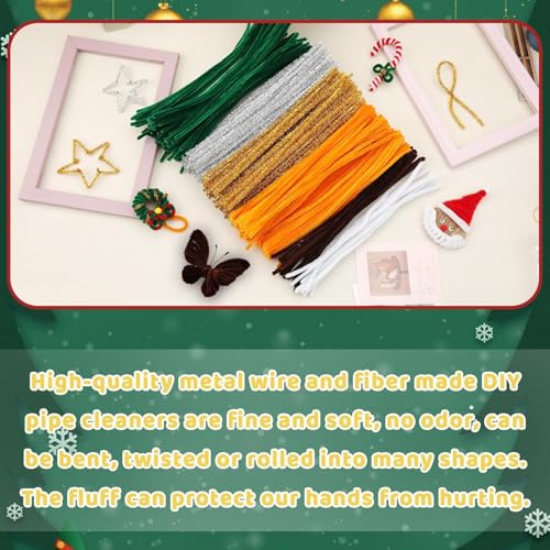 Image of Hssugi Orange Pipe Cleaners 100PCS Pipe Cleaners Bulk Craft Supplies | Pipe Cleaners Craft Fuzzy Sticks for DIY Art and Craft Projects Home Decoration